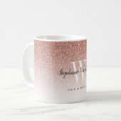 Chic Roos Gold Ombre Glitter Monogram Hair Salon Koffiemok (Voorkant links)