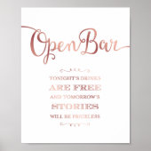 Chic Roos Gold OPEN BAR QUOTE Sign Print (Voorkant)