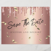 Chic Roos Gold Photo Collage Save the Date Kaart (Achterkant)