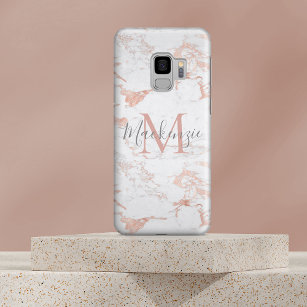 Chic Roos Gold Pink Folie Marble Monogram Case-Mate Samsung Galaxy S9 Hoesje