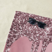 Chic Roos Gold Pink Glitter Drift Sparkle Monogram Strandlaken (In situ)