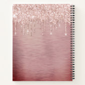 Chic Roos Gold Pink Glitter Drip Stijlvol Monogram Notitieboek (Achterkant)