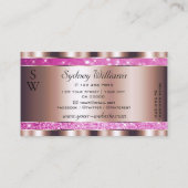 Chic Roos Gold Pink Glitter Sparkle Stars Monogram Visitekaartje (Achterkant)