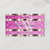 Chic Roos Gold Pink Glitter Sparkle Stars Monogram Visitekaartje (Voorkant)