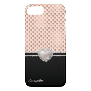 Chic Roos Gold Polka Dots and Pearls iPhone 8/7 Hoesje