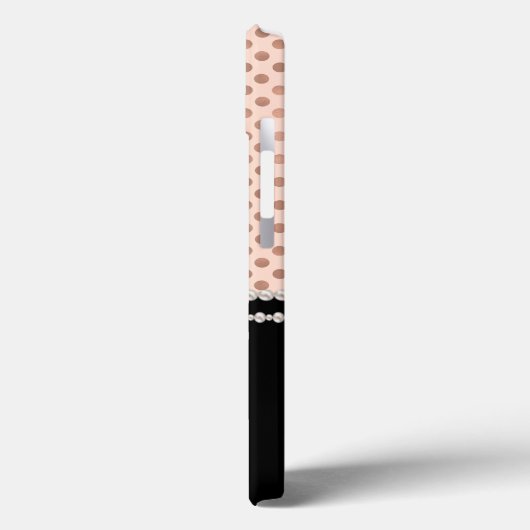 Chic Roos Gold Polka Dots and Pearls Case-Mate iPhone Case (Achterkant / Links)