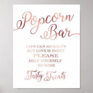 Chic Roos Gold POPCORN BAR QUOTE Sign Print