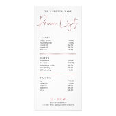 Chic Roos Gold Salon-prijslijst voor services Reclamekaart (Voorkant)