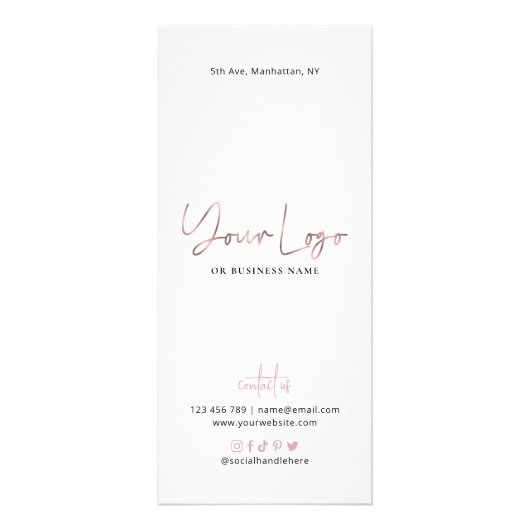 Chic Roos Gold Salon-prijslijst voor services Reclamekaart (Achterkant)