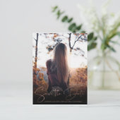 Chic roos gold save the date upload je foto aankondigingskaart (Staand voorkant)