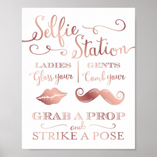 Chic Roos Gold SELFIE STATION PROPS Sign Print (Voorkant)