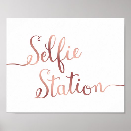 Chic Roos Gold SELFIE STATION Sign Print (Voorkant)