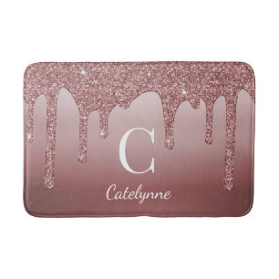 Chic Roos Gold Sparkle Driving Glitter Monogram Badmat