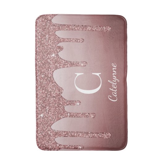 Chic Roos Gold Sparkle Driving Glitter Monogram Badmat (Voorkant Verticaal)