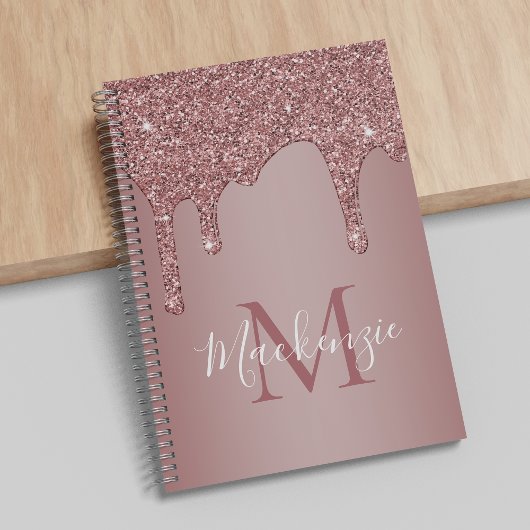 Chic Roos Gold Sparkle Driving Glitter Monogram Notitieboek