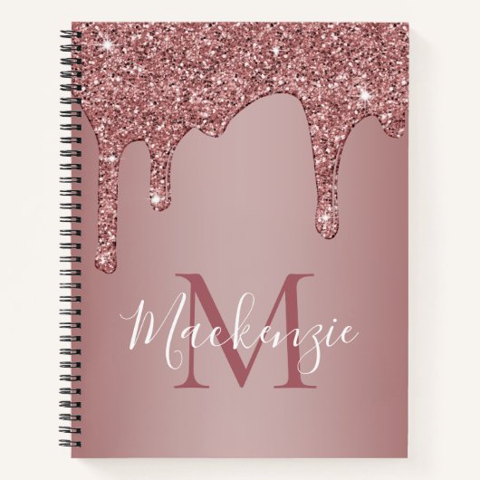 Chic Roos Gold Sparkle Driving Glitter Monogram Notitieboek (Voorkant)