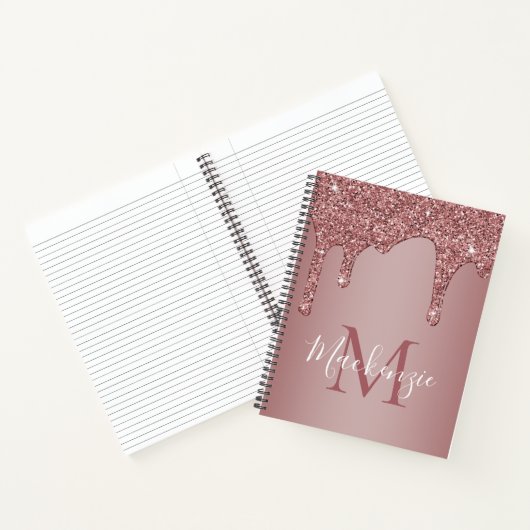 Chic Roos Gold Sparkle Driving Glitter Monogram Notitieboek (Binnen)
