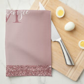 Chic Roos Gold Sparkle Driving Glitter Monogram Theedoek (Quarter Fold)