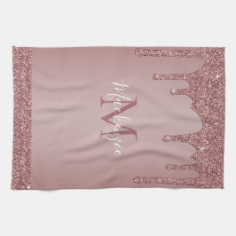 Chic Roos Gold Sparkle Driving Glitter Monogram Theedoek