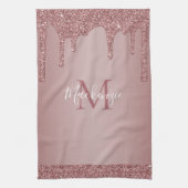 Chic Roos Gold Sparkle Driving Glitter Monogram Theedoek (Verticaal)