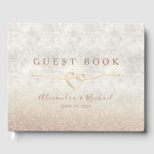 Chic Roos Gold Sparkle Elegant Wedding Gastenboek (Voorkant)