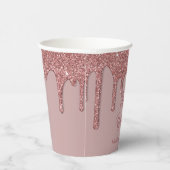 Chic Roos Gold Sparkle Glitter Drift Birthday Papieren Bekers (Rechts)