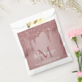 Chic Roos Gold Sparkle Glitter Drift Monogram Bedankzakje (Gezegeld)