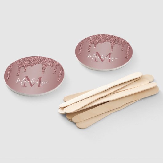 Chic Roos Gold Sparkle Glitter Drift Monogram Handwaaier (Niet-gemonteerd)