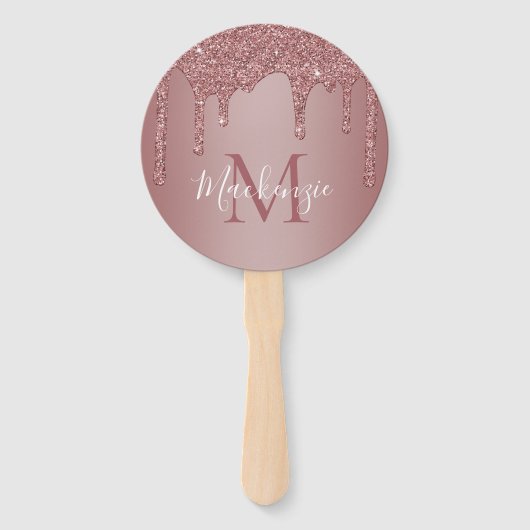 Chic Roos Gold Sparkle Glitter Drift Monogram Handwaaier (Voorkant)