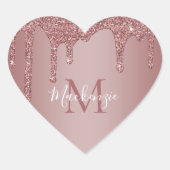 Chic Roos Gold Sparkle Glitter Drift Monogram Hart Sticker (Voorkant)