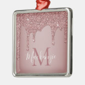 Chic Roos Gold Sparkle Glitter Drift Monogram Metalen Ornament (Links)