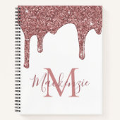 Chic Roos Gold Sparkle Glitter Drift Monogram Notitieboek (Voorkant)