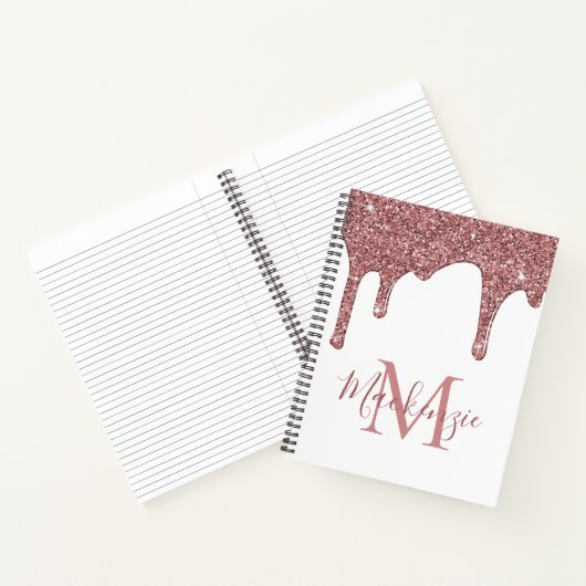 Chic Roos Gold Sparkle Glitter Drift Monogram Notitieboek (Binnen)