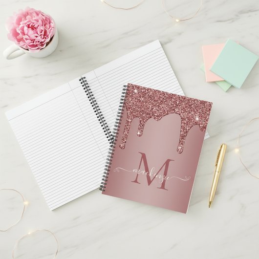 Chic Roos Gold Sparkle Glitter Drift Monogram Notitieboek