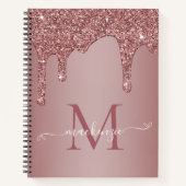 Chic Roos Gold Sparkle Glitter Drift Monogram Notitieboek (Voorkant)