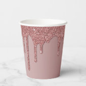 Chic Roos Gold Sparkle Glitter Drift Monogram Papieren Bekers (Achterkant)