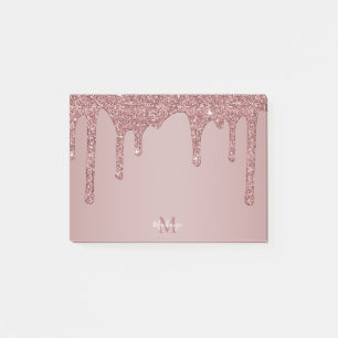 Chic Roos Gold Sparkle Glitter Drift Monogram Post-it® Notes