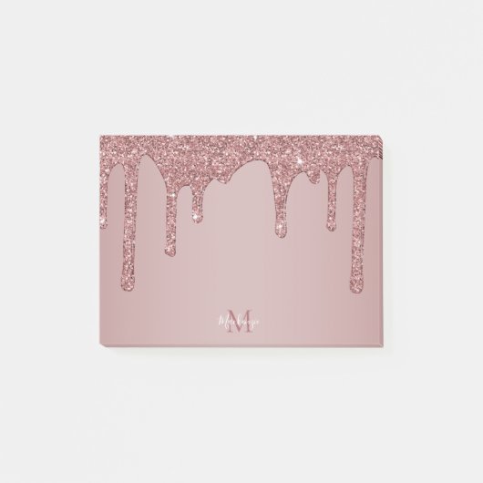 Chic Roos Gold Sparkle Glitter Drift Monogram Post-it® Notes (Voorkant)