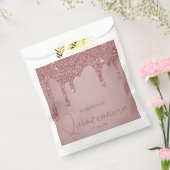 Chic Roos Gold Sparkle Glitter Drift Quinceanera Bedankzakje (Gezegeld)