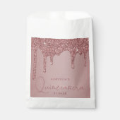 Chic Roos Gold Sparkle Glitter Drift Quinceanera Bedankzakje (Voorkant)