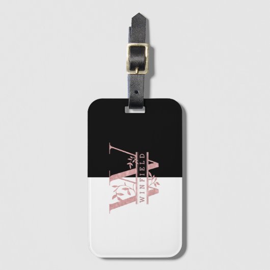 Chic Roos Gold Split Custom Monogram W Bagagelabel (Voorkant (verticaal))