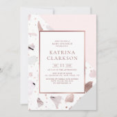 Chic Roos Gold Terrazzo Pattern Girl Baby Sprinkle Kaart (Voorkant)