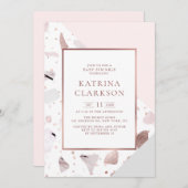 Chic Roos Gold Terrazzo Pattern Girl Baby Sprinkle Kaart (Voorkant / Achterkant)