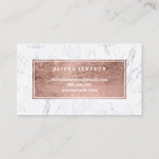 Chic roos gold typografie marmer loyalty card 2 (Achterkant)