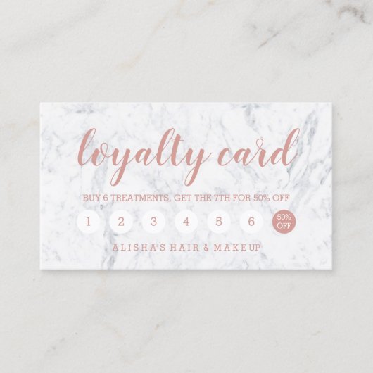 Chic roos gold typografie marmer loyalty card 2 (Voorkant)