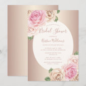 Chic Roos Gold Waterverf Floral Vrijgezellenfeest Kaart (Voorkant / Achterkant)