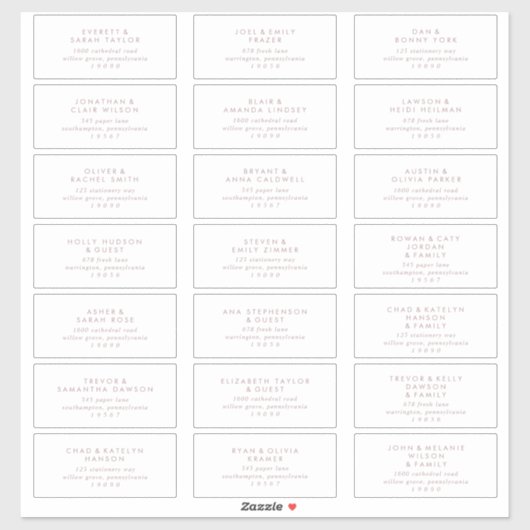 Chic Roos Gold Wedding Guest Adresetiketten Sticker (Vel)