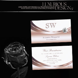 Chic Roos Gold White met Monogram Sparkle Diamond Visitekaartje