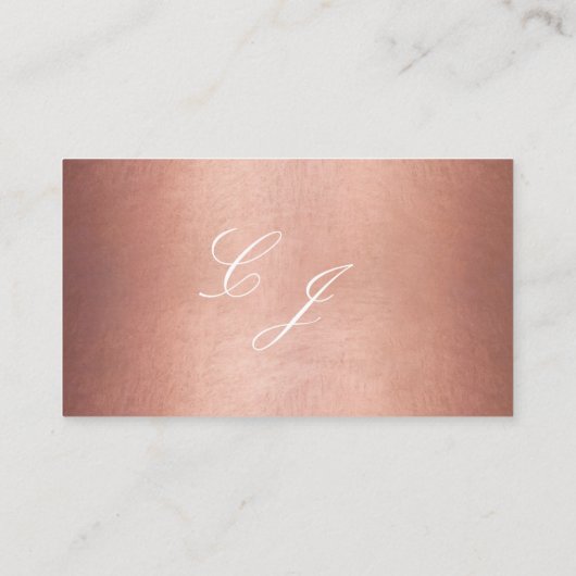 Chic Roos Gold White Script Monogram Weddenschap Plaatskaartje (Achterkant)