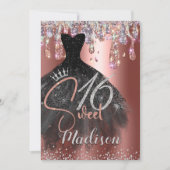 Chic roos Gold zilverglitter druppelt zoet 16 Kaart (Voorkant)